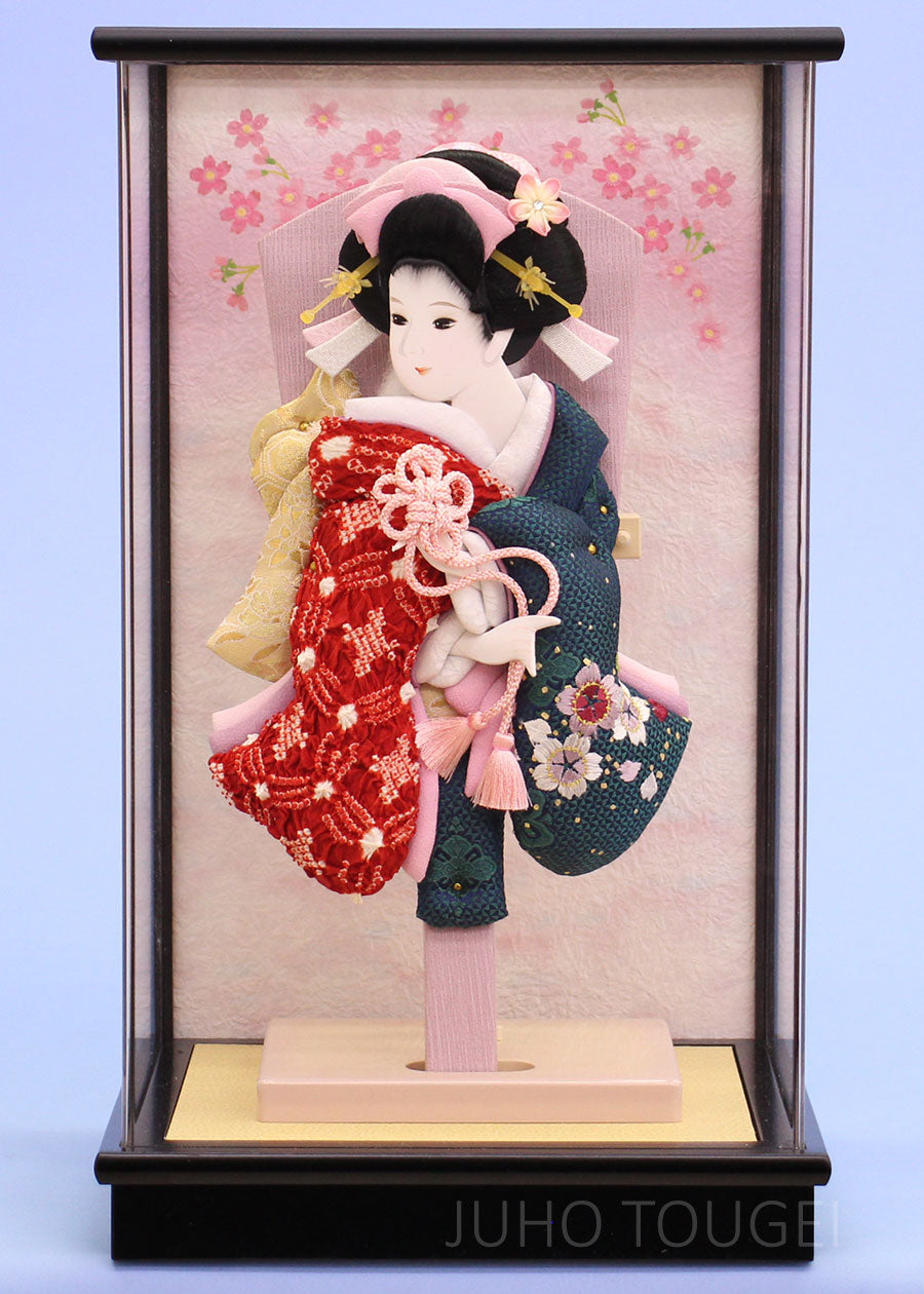 10号羽子板 刺繍と鹿の子詩音 アクリルワインケース飾り｜初正月の豪華