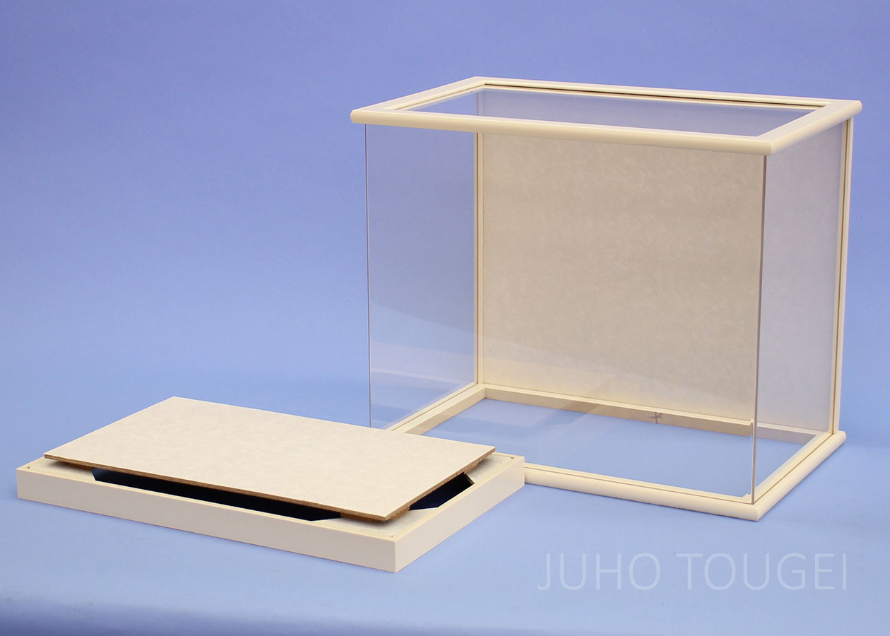 アイボリー木目込み二人30cmアクリル オープン