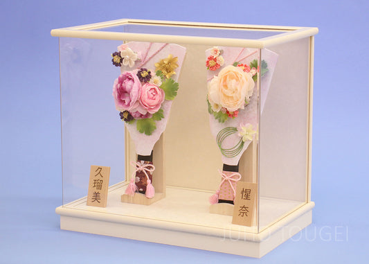 9号洋花2個セット アイボリーケース飾り 横から