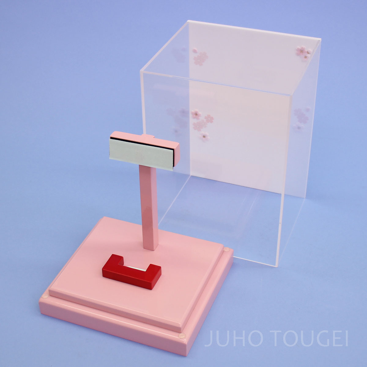 7号羽子板用ピンクアクリルケース オープン