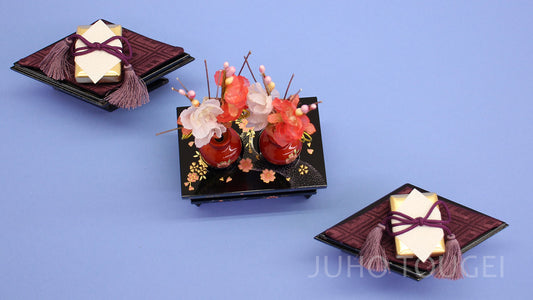 雛人形・雛道具菱三宝 30号 桜に硯(木製)