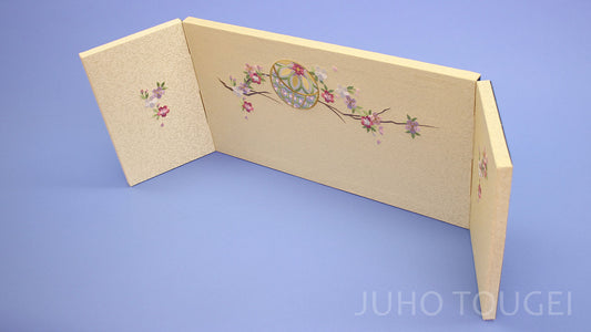 屏風 雛人形用 8号三曲包み込み まり桜 上から