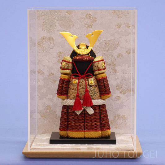 木目込み鎧飾り 白桜ケース 正面