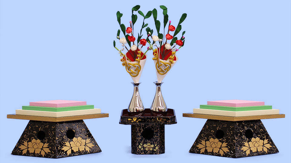 雛道具菱三宝 45号三つ葉盛上(木製)