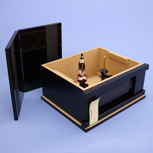 五月人形用収納台屏風 幅 32cm 黒雲台、屏風、弓太刀セット