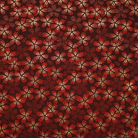 ポリエステル金襴赤系 桜柄 厚さ:中厚24cm角見本