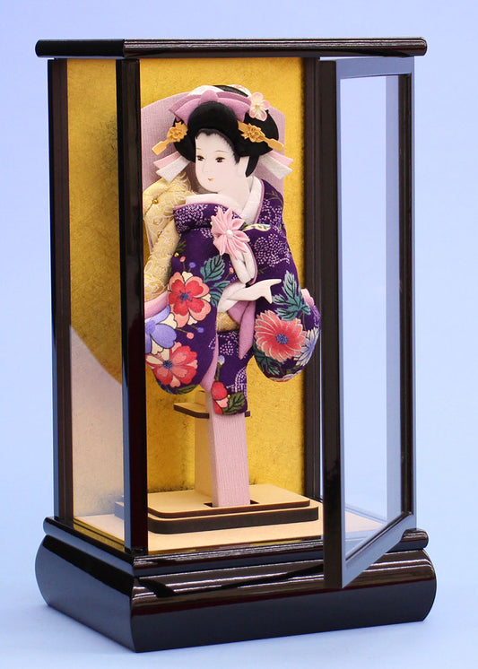 9号紫縮緬美月 黒枠優ケース 扉開く