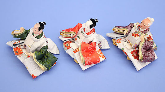 雛人形単品 柳三寸三人仕丁 上から