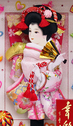 振袖羽子板 赤額 ズーム