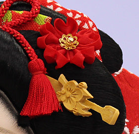 押絵羽子板 刺繍華流水刺繍 台付き 簪