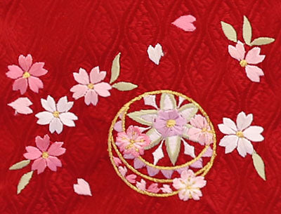 女の子の名前旗 高さ39cm(小) エンジ正絹まり桜刺繍