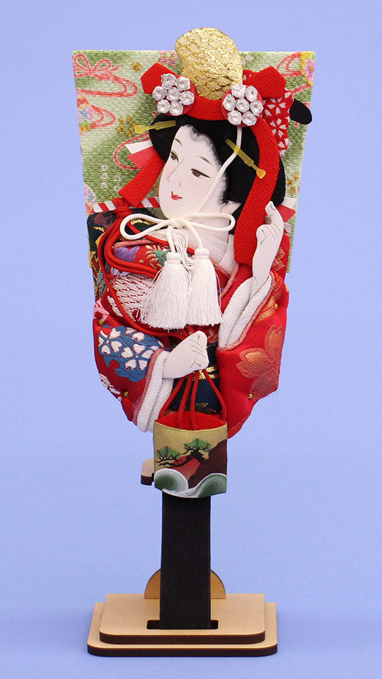 押絵羽子板 見立て汐汲 台付き