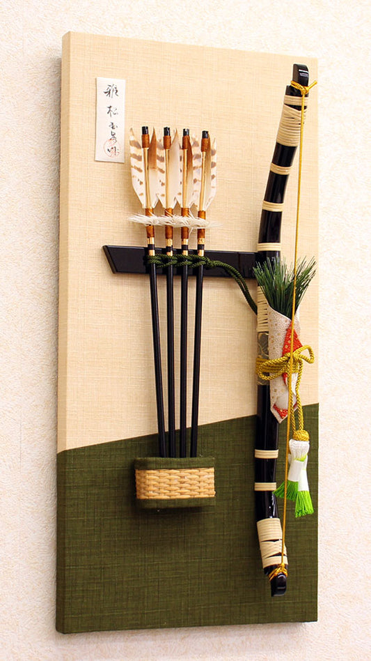 壁掛け破魔弓飾り 雅松(緑) 正面