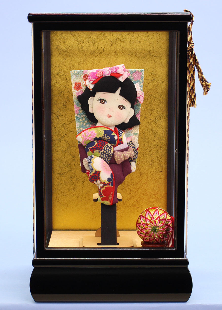 羽子板用ケース 黒ガラス 飾りイメージ