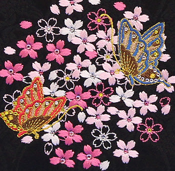 女の子の名前旗 高さ39cm(小)彩刺繍二蝶