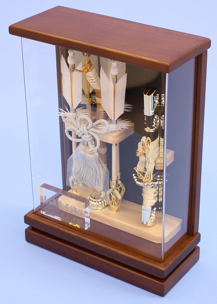 こげ茶塗 壁掛け破魔弓 健 上から