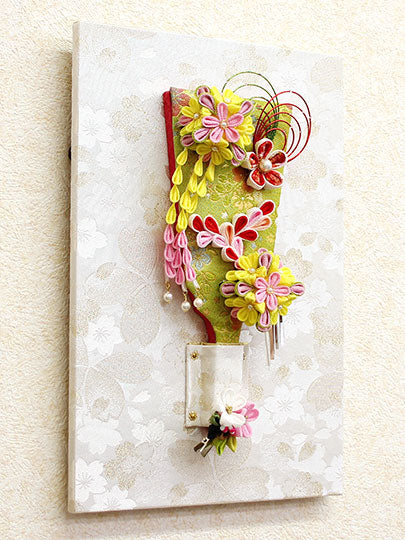 JUHO-TOUGEI つまみ髪飾り羽子板 壁掛け飾り ナチュラル