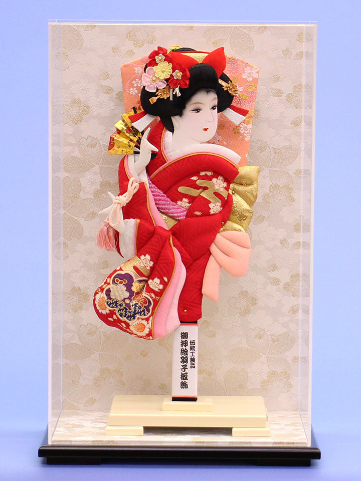 押絵羽子板 友禅花かんざし 白桜 正面