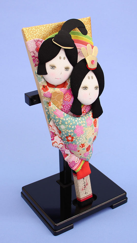 押絵羽子板 レトロ二人 スタンド付き 右から