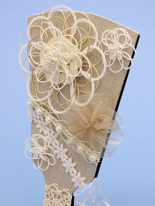 6号水引羽子板飾り ベージュ アクリルスタンド付き ズーム