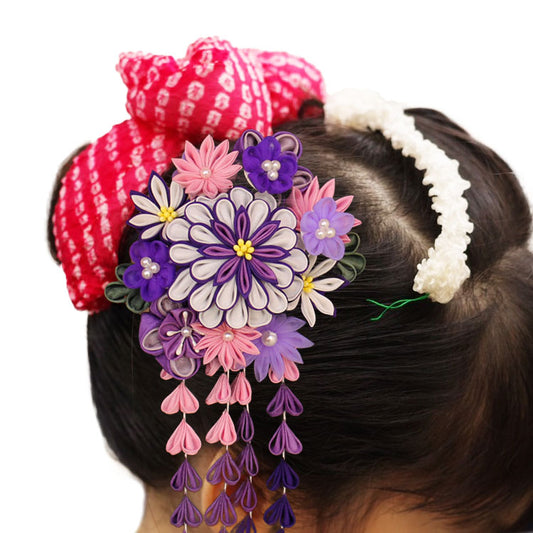 10号つまみかんざし羽子板飾り パープル アクリルスタンド付き 簪イメージ