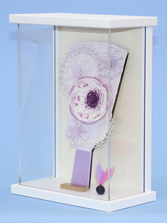 6号水引羽子板白紫 白塗り額飾り 横から