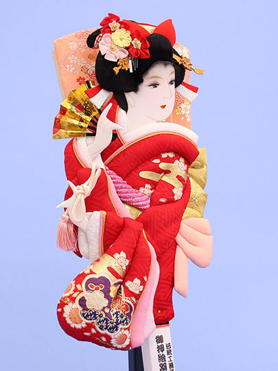 押絵羽子板友禅花かんざし スタンド付き 左から