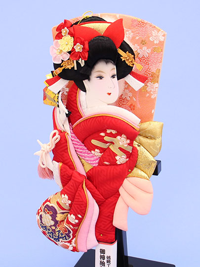 押絵羽子板友禅花かんざし スタンド付き 右から