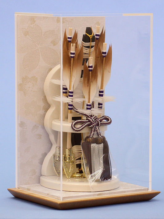 破魔弓ケース飾り アクリル6号霞 白桜 横から