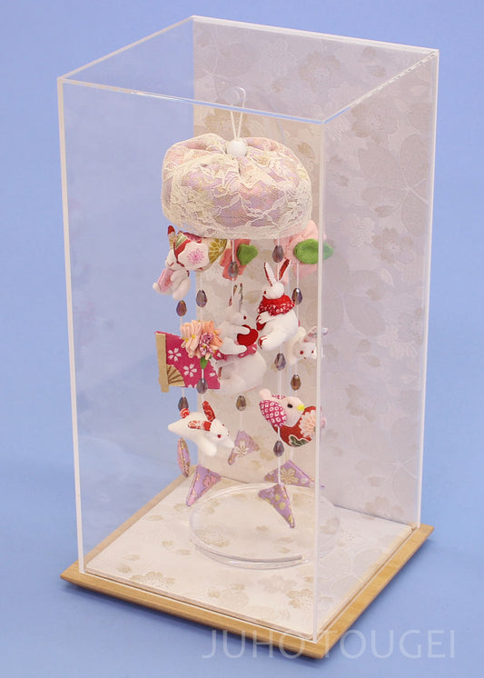 つるしひなウサギっこあみ 白桜ケース横から