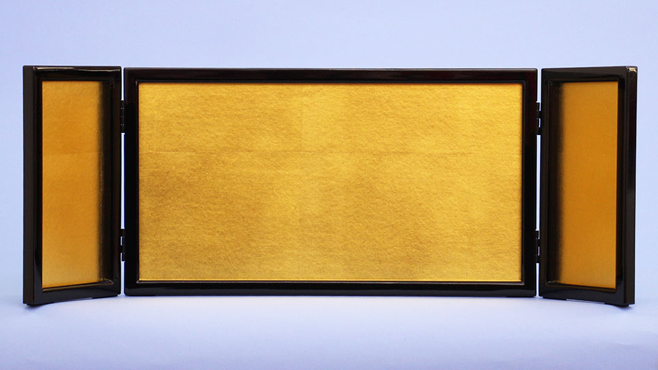 屏風 雛人形用 7号 金屏風 三曲枠 洋金箔押