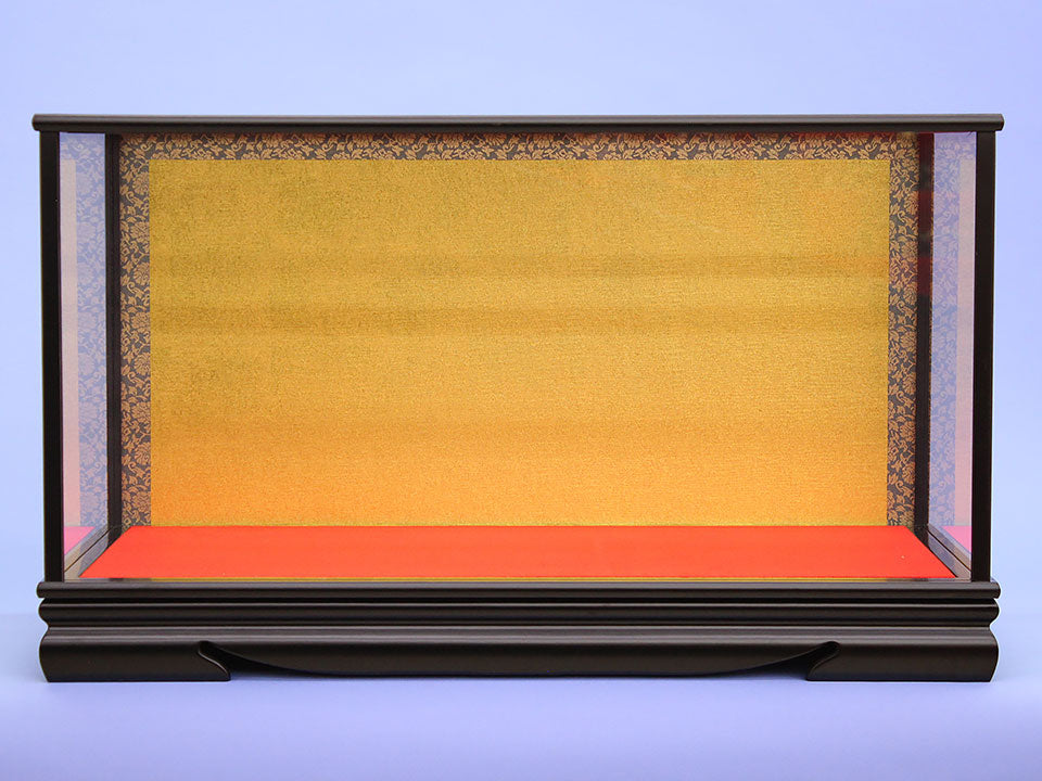 カブセ人形ケース 幅52cm 雛用6号2人27黒艶消し金バック 台紙は赤布