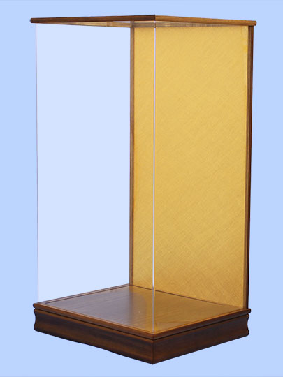 亚克力翻盖人偶柜,宽39厘米,高59厘米,型号FJ5-1,60,深棕色涂漆金色背板