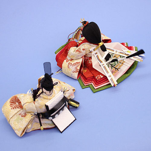 雛人形単品 親王3 柳結7g82 正絹帯地 後ろから