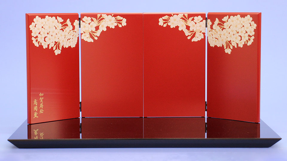 平台屏風セット 幅60cm 20号 翠嶺-9二曲一双美山桜エンジ