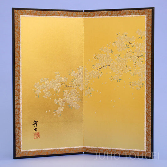 15号真鍮金二曲袋貼り 金彩桜 イメージ