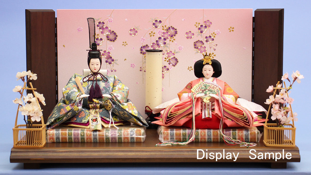 Recommended for those who want to display large Hina dolls in a small size. Width 75cm Old-style stand - No. 12 Gold-painted weeping cherry blossoms