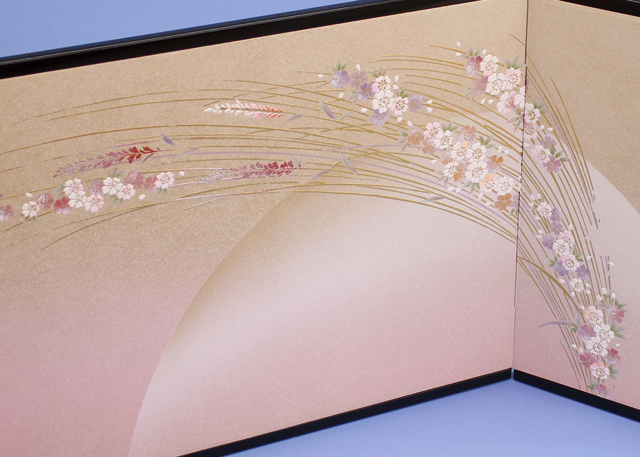 Folding screen for Hina dolls, height 39cm, 13-go Sanpane, Yoimachi Sakura