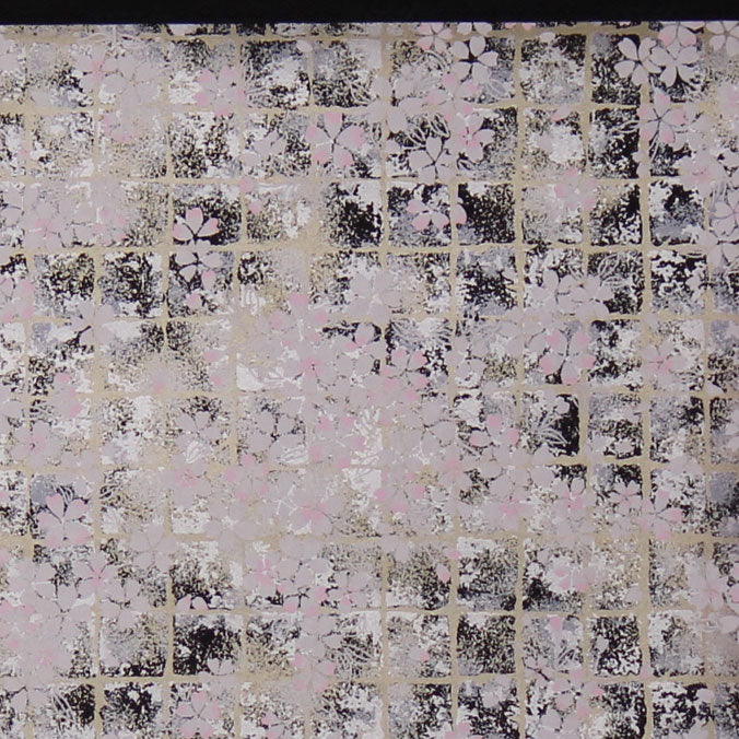 modern 掛け軸 桜銀 友禅紙