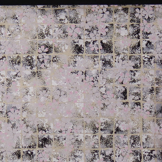 modern 掛け軸 桜銀 友禅紙