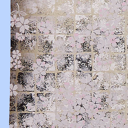 modern 掛け軸 桜銀 友禅紙 スリム