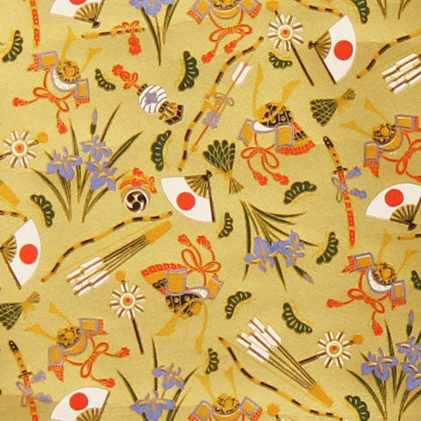 modern 掛け軸 兜 友禅紙