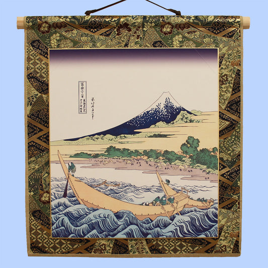 色紙掛け リバーシブル金襴掛け軸 葵三丁胴入りx緑