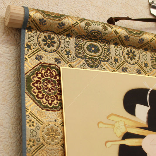 色紙掛け リバーシブル金襴掛け軸 洛レイx青