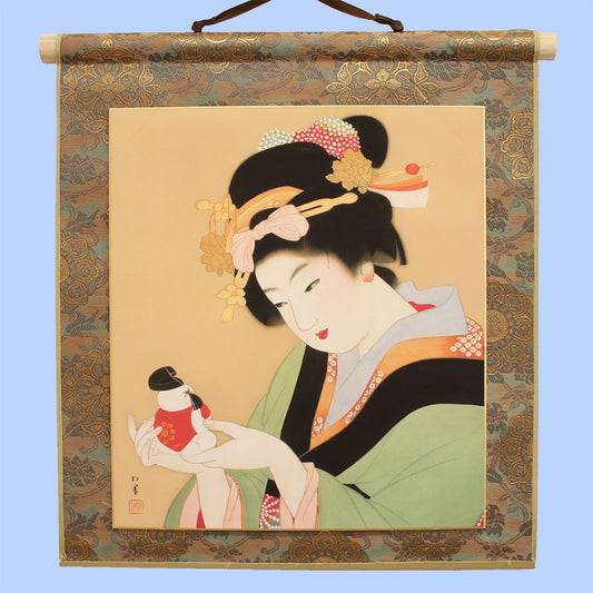 色紙掛け リバーシブル金襴掛け軸 三丁サビx黄緑