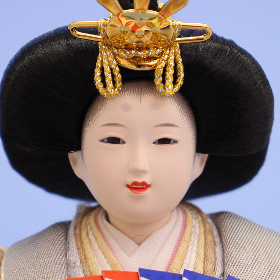 雛人形収納三段飾り柳五人 ナチュラル引き出し式W50 姫顔