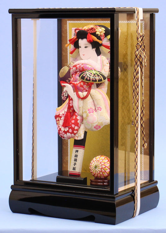 13号押絵羽子板 桜華振袖 桃山ケース飾り