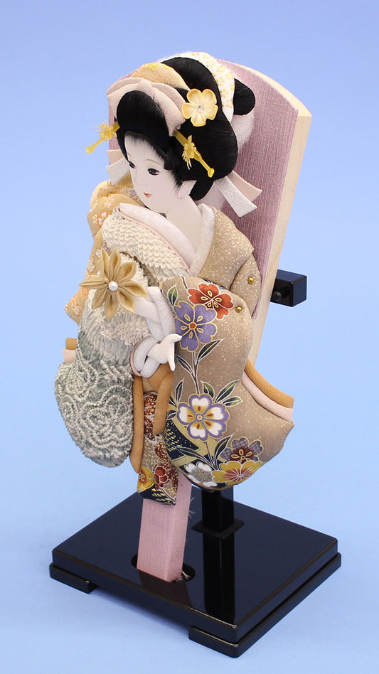 押絵羽子板鹿の子美月グレー スタンド付き 右から