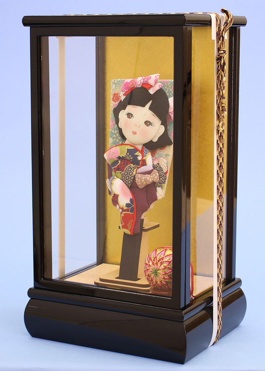 豆羽子板昭和レトロ 優ケース飾り 横から