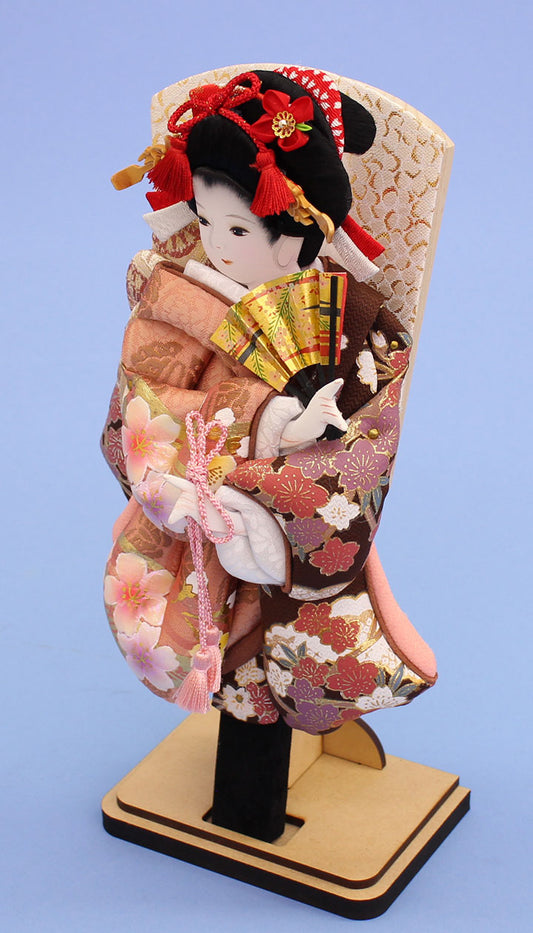 押絵羽子板 金彩華流水茶 台付き 右から